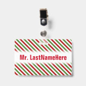 Rood, Wit & Groen Gestreepte Patroon + Naam Docent Badge (Voorzijde met clip)