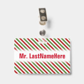 Rood, Wit & Groen Gestreepte Patroon + Naam Docent Badge (Achterkant met clip)