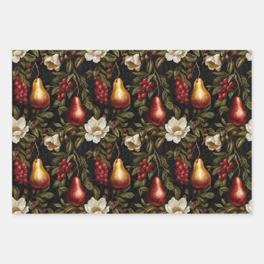 Rood Wit Groen Goud Bloem Inpakpapier Vel (Voorkant 3)