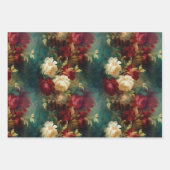 Rood Wit Groen Goud Bloem Inpakpapier Vel (Voorkant 2)