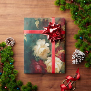 Rood Wit Groen Gouden Bloemen Cadeaupapier