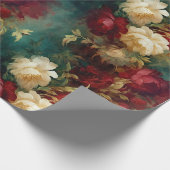 Rood Wit Groen Gouden Bloemen Cadeaupapier (Hoek)