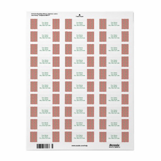 Rood, Wit, Groen het etiket van het terugkeeradres (Full Sheet)
