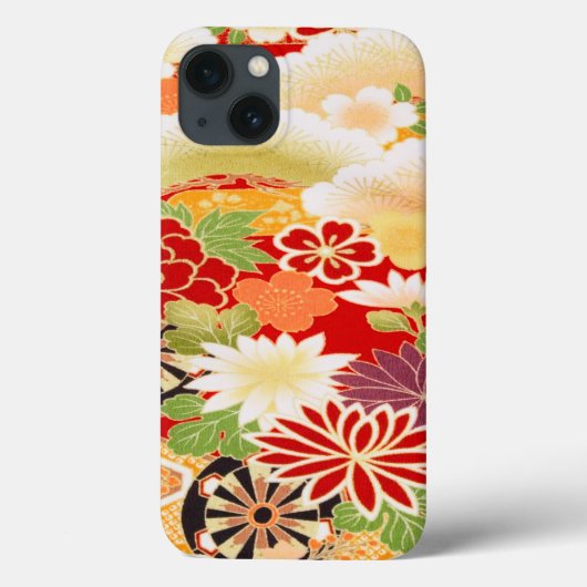 Rood Wit Groen Japans Kimono Bloemen Case-Mate iPhone Case (Achterkant)