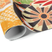 Rood Wit Groen Japans Kimono Bloemen Decoupage Cadeaupapier (Rol Hoek)