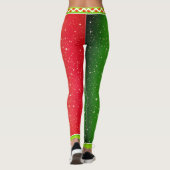 Rood wit groen / Jouw naam / tweetangs kerstmis Leggings (Achterkant)