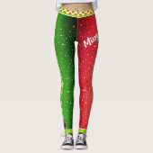 Rood wit groen / Jouw naam / tweetangs kerstmis Leggings (Voorkant)