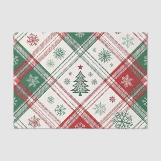 ROOD WIT GROEN KERST RUIT PATROON TISSUEPAPIER (Voorkant)