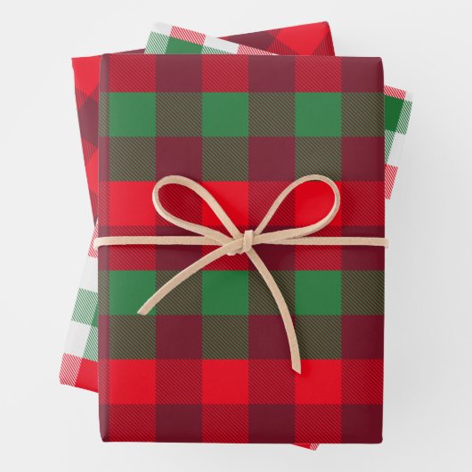 Rood, wit, groen kerstbuffel inpakpapier vel (In situ)