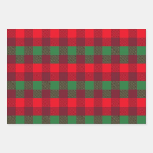 Rood, wit, groen kerstbuffel inpakpapier vel (Voorkant)