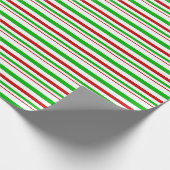 Rood, wit, groen Kerstfeest Geïnspireerde strepen Cadeaupapier (Hoek)
