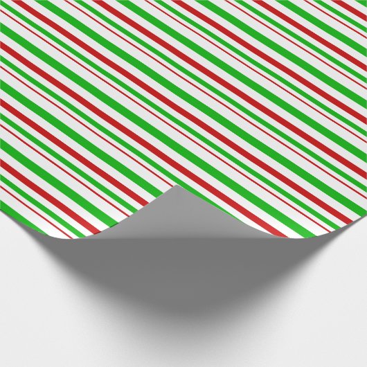 Rood, wit, groen Kerstfeest Geïnspireerde strepen Cadeaupapier (Hoek)