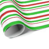 Rood, wit, groen Kerstfeest Geïnspireerde strepen Cadeaupapier (Rol Hoek)