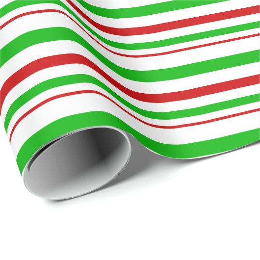 Rood, wit, groen Kerstfeest Geïnspireerde strepen Cadeaupapier (Rol Hoek)