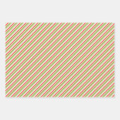 Rood, wit, groen kerststijl strakke strips inpakpapier vel (Voorkant 3)