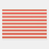 Rood, wit, groen kerststijl strakke strips inpakpapier vel (Voorkant 2)