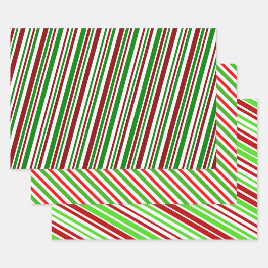 Rood, wit, groen kerststijlpatroon inpakpapier vel (Set)