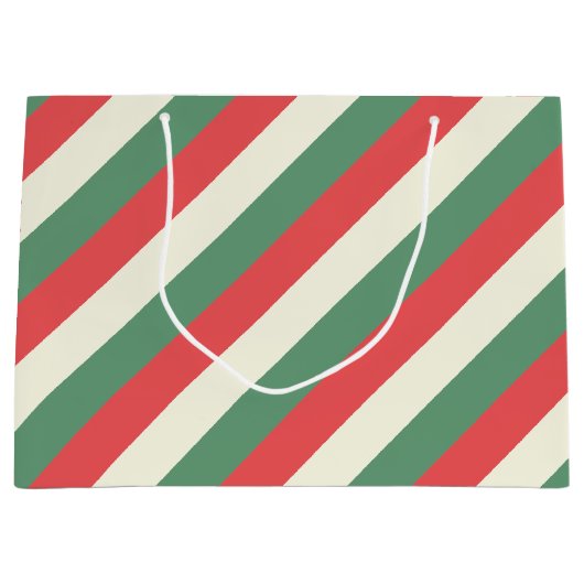 Rood, Wit, & Groen Klassieke Snoeprietstrepen Groot Cadeauzakje (Voorkant)