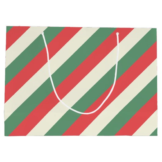 Rood, Wit, & Groen Klassieke Snoeprietstrepen Groot Cadeauzakje (Achterkant)