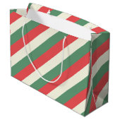 Rood, Wit, & Groen Klassieke Snoeprietstrepen Groot Cadeauzakje (Achterkant Gekanteld)