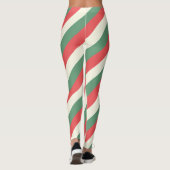 Rood, Wit, & Groen Klassieke Snoeprietstrepen Leggings (Achterkant)