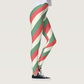 Rood, Wit, & Groen Klassieke Snoeprietstrepen Leggings (Rechts)