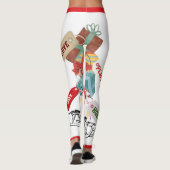 Rood Wit Groen Kleurrijk Schattige Funny Christmas Leggings (Achterkant)