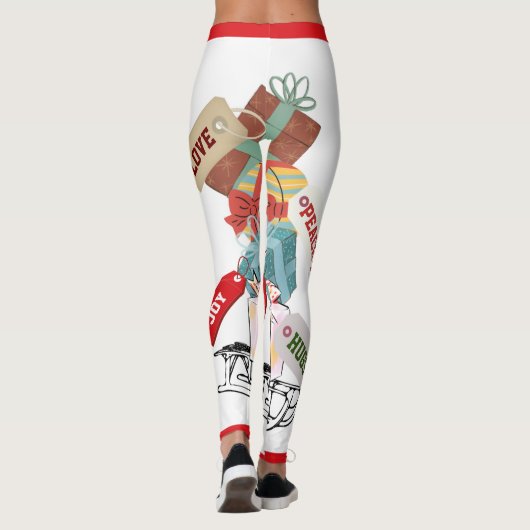 Rood Wit Groen Kleurrijk Schattige Funny Christmas Leggings (Achterkant)