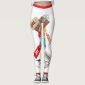 Rood Wit Groen Kleurrijk Schattige Funny Christmas Leggings (Voorkant)