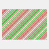 Rood, wit, groen met kerst omstreden lijnpatronen inpakpapier vel (Voorkant 3)