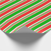 Rood, wit, groen met kerst ontworpen luienpatroon cadeaupapier (Hoek)