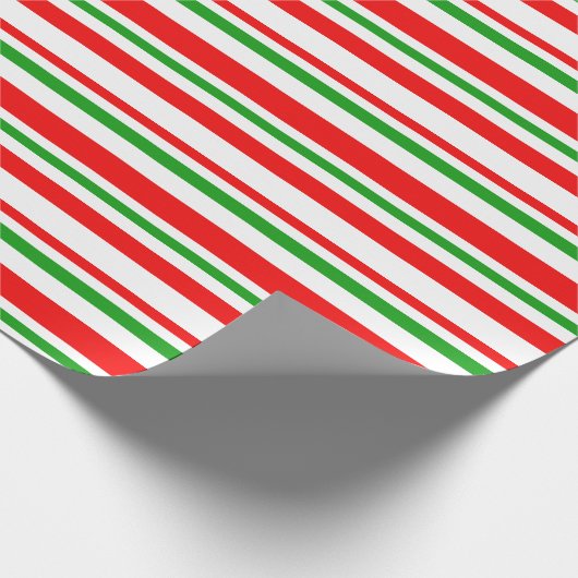 Rood, wit, groen met Kerstmis geïnspireerde strepe Cadeaupapier (Hoek)