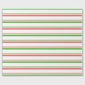 Rood, wit, groen met Kerstmis geïnspireerde strepe Cadeaupapier (Vlak)