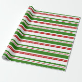 Rood, wit, groen met Kerstmis geïnspireerde strepe Cadeaupapier (Uitgerold)
