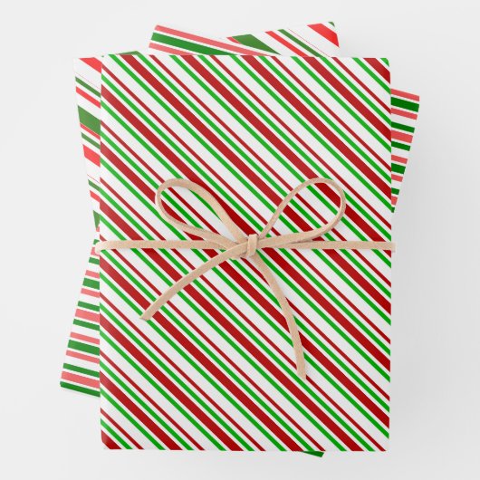 Rood, wit, groen met Kerstmis geïnspireerde strepe Inpakpapier Vel (In situ)