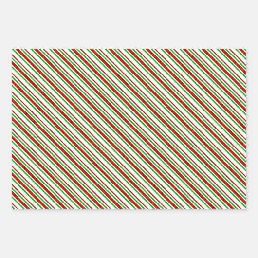Rood, wit, groen met Kerstmis geïnspireerde strepe Inpakpapier Vel (Voorkant)