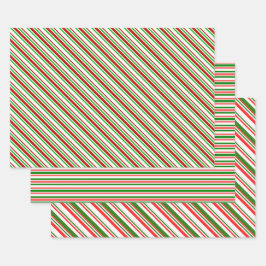 Rood, wit, groen met Kerstmis geïnspireerde strepe Inpakpapier Vel