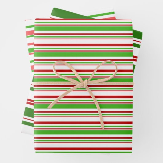 Rood, wit, groen met Kerstmis geïnspireerde strepe Inpakpapier Vel (In situ)