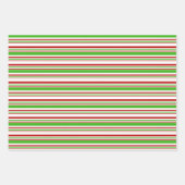 Rood, wit, groen met Kerstmis geïnspireerde strepe Inpakpapier Vel (Voorkant)