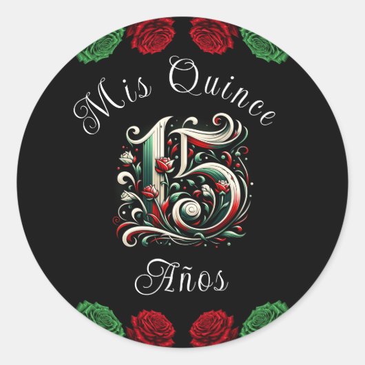 Rood Wit Groen Mis Quince Anos 15 Quinceañera Ronde Sticker (Voorkant)