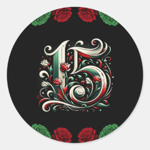 Rood Wit Groen Mis Quince Anos 15 Quinceañera Ronde Sticker