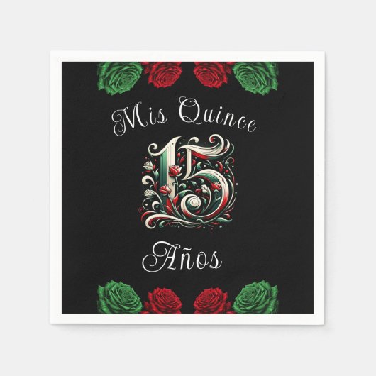 Rood Wit Groen Mis Quince Anos 15 Quinceañera Servet (Voorkant)