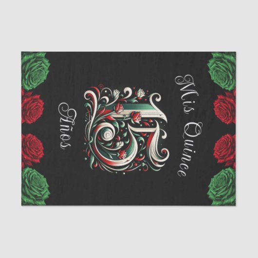 Rood Wit Groen Mis Quince Anos 15 Quinceañera Tissuepapier (Voorkant)