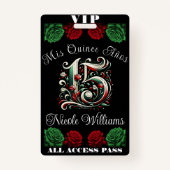 Rood Wit Groen Mis Quince Anos 15 Quinceañera VIP Badge (Voorkant)
