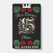Rood Wit Groen Mis Quince Anos 15 Quinceañera VIP Badge (Back)