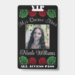 Rood Wit Groen Mis Quince Anos 15 Quinceañera VIP Badge
