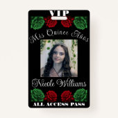 Rood Wit Groen Mis Quince Anos 15 Quinceañera VIP Badge (Voorkant)