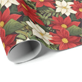 Rood wit groen poinsettia bloemen patroon cadeaupapier (Rol Hoek)