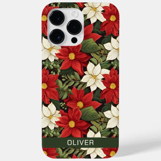 Rood wit groen poinsettia bloemen patroon Case-Mate iPhone case (Achterkant)