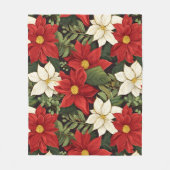 Rood wit groen poinsettia bloemen patroon fleece deken (Voorkant)